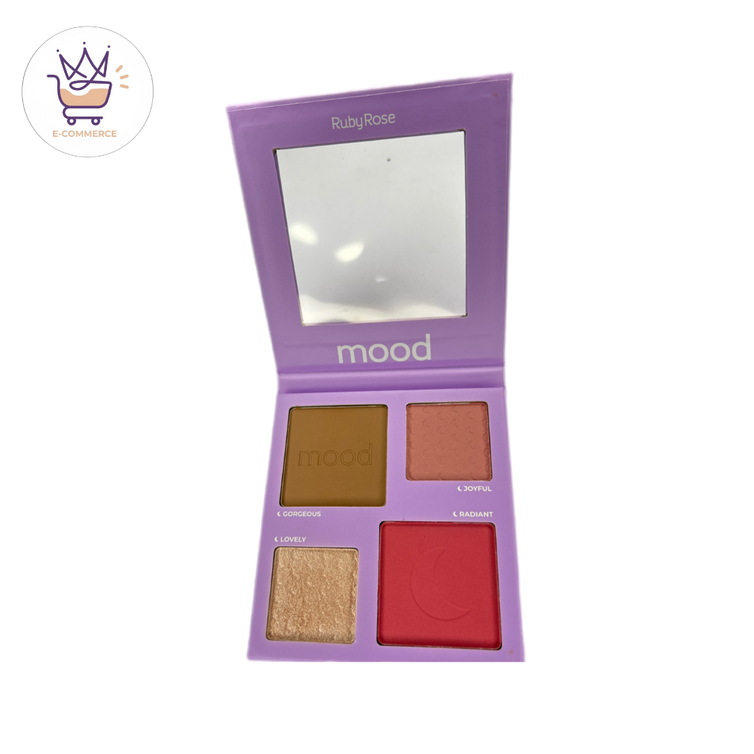 Blush, Contorno E Iluminador Mood - Ruby Rose