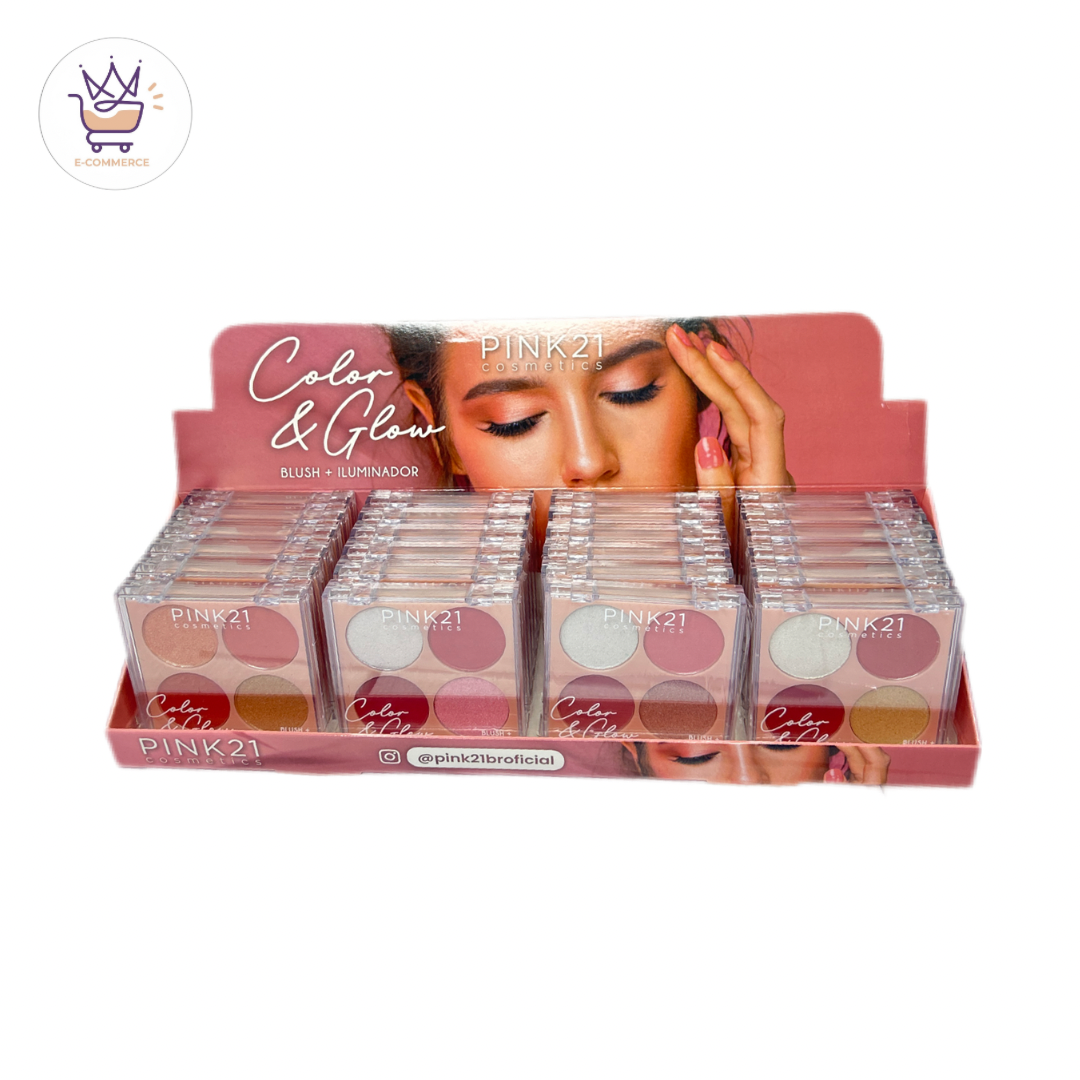 Paleta Color & Glow Blush E Iluminador -pink 21